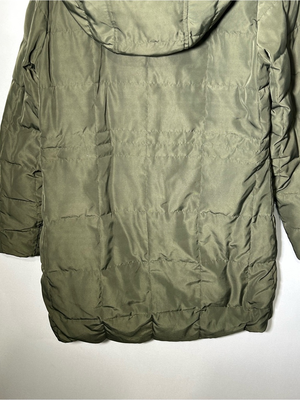 Eddie Bauer Olive Green Down Parka Faux Fur Hood Women’s Medium - Picture 7 of 15